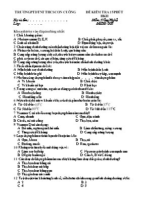 Đề kiểm tra 15 phút học kì II môn Công nghệ - Mã đề 003
